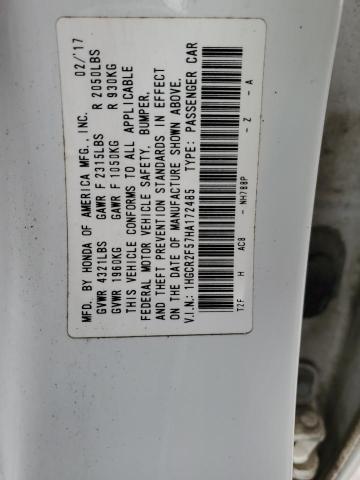 1HGCR2F57HA172485 - 2017 HONDA ACCORD SPORT WHITE photo 13