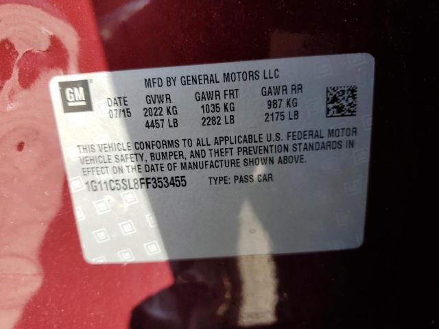 1G11C5SL8FF353455 - 2015 CHEVROLET MALIBU 1LT 栗色 照片 12