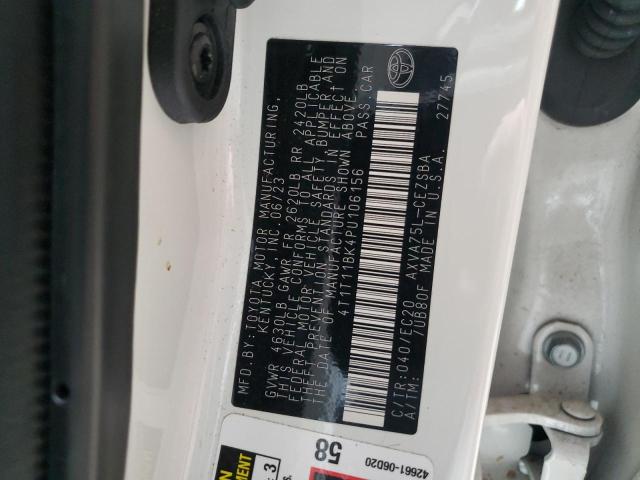 4T1T11BK4PU106156 - 2023 TOYOTA CAMRY SE NIGHT SHADE WHITE photo 12