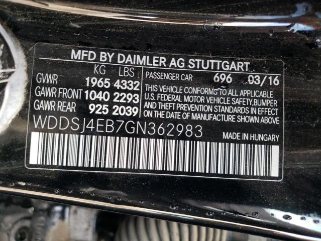 WDDSJ4EB7GN362983 - 2016 MERCEDES-BENZ CLA 250 BLACK photo 12