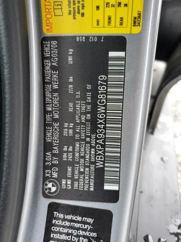 WBXPA934X6WG81679 - 2006 BMW X3 3.0I SILVER photo 14