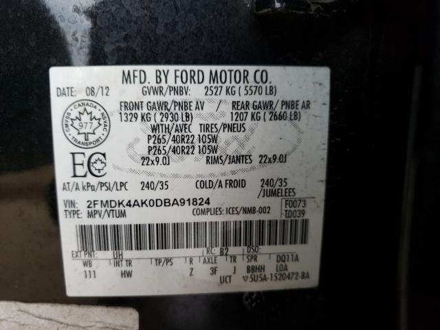 2FMDK4AK0DBA91824 - 2013 FORD EDGE SPORT BLACK photo 12