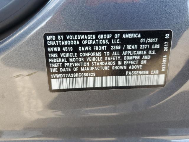 1VWDT7A38HC050629 - 2017 VOLKSWAGEN PASSAT R-LINE Արծաթագույն լուսանկար 12