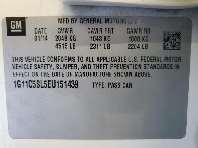 1G11C5SL5EU151439 - 2014 CHEVROLET MALIBU 1LT Biały zdjęcie 13