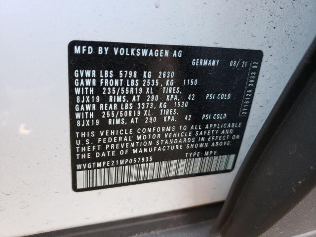 WVGTMPE21MP057935 - 2021 VOLKSWAGEN ID.4 PRO S თეთრი ფოტო 10