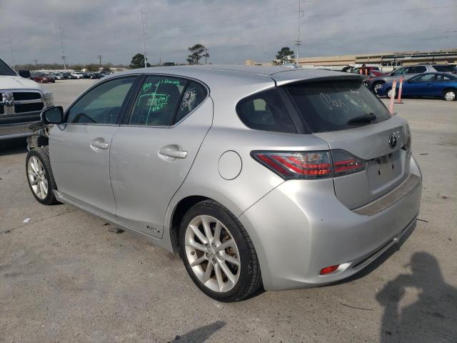 JTHKD5BHXC2100529 - 2012 LEXUS CT 200 SILVER photo 2