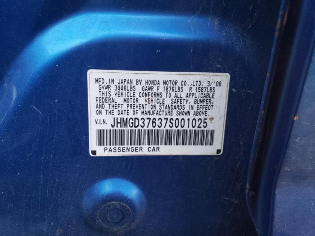 JHMGD37637S001025 - 2007 HONDA FIT S 蓝色 照片 12