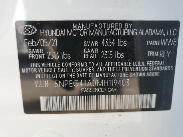 5NPEG4JA0MH119403 - 2021 HYUNDAI SONATA SE WHITE photo 13