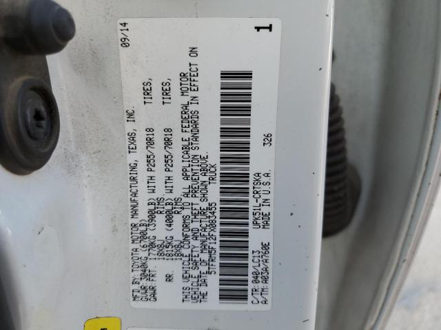 5TFRM5F12FX083455 - 2015 TOYOTA TUNDRA DOUBLE CAB SR/SR5 WHITE photo 12