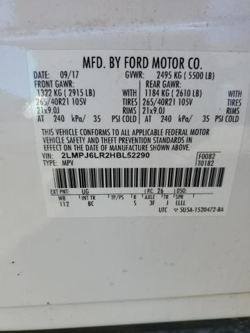 2LMPJ6LR2HBL52290 - 2017 LINCOLN MKX RESERVE WHITE photo 12