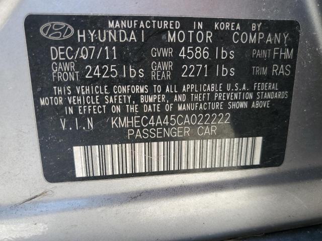 KMHEC4A45CA022222 - 2012 HYUNDAI SONATA HYBRID GRAY photo 12