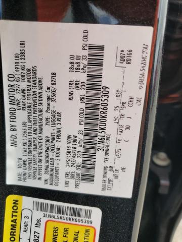 3LN6L5KU0KR605309 - 2019 LINCOLN MKZ BLACK photo 12