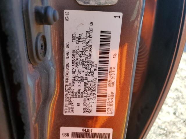 5TFDY5F18CX245762 - 2012 TOYOTA TUNDRA CREWMAX SR5 GRAY photo 12