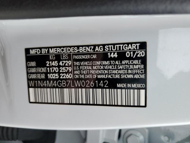 W1N4M4GB7LW026142 - 2020 MERCEDES-BENZ GLB 250 WHITE photo 13