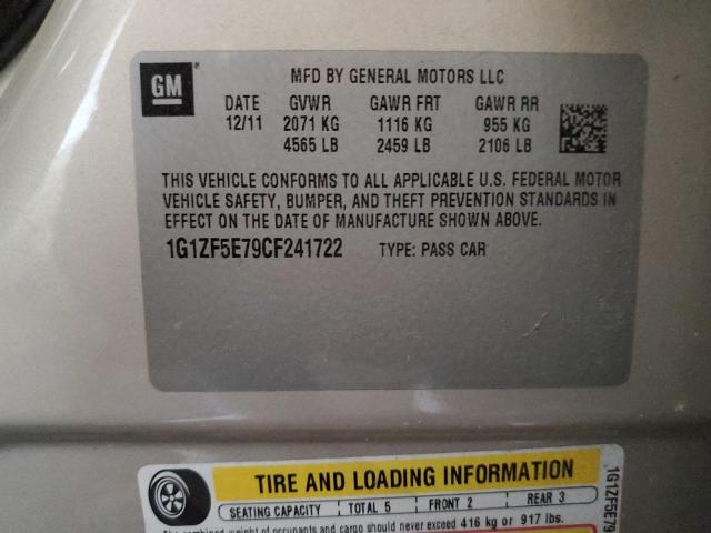 1G1ZF5E79CF241722 - 2012 CHEVROLET MALIBU 3LT ბეჟი ფოტო 12