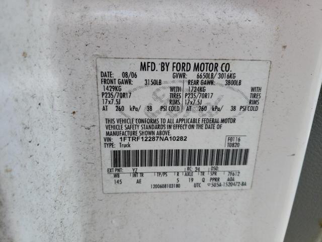 1FTRF12287NA10282 - 2007 FORD F150 WHITE photo 13