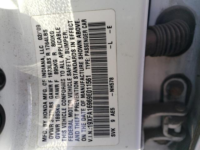 19XFA16969E011561 - 2009 HONDA CIVIC EXL WHITE photo 12