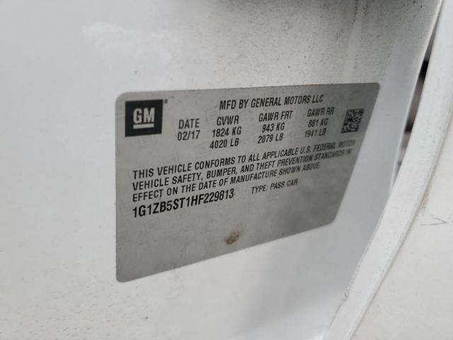 1G1ZB5ST1HF229813 - 2017 CHEVROLET MALIBU LS WHITE photo 12