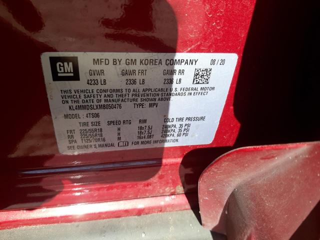 KL4MMDSLXMB050476 - 2021 BUICK ENCORE GX SELECT RED photo 13