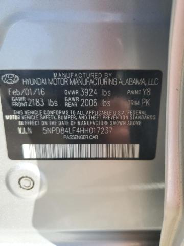 5NPD84LF4HH017237 - 2017 HYUNDAI ELANTRA SE SILVER photo 12