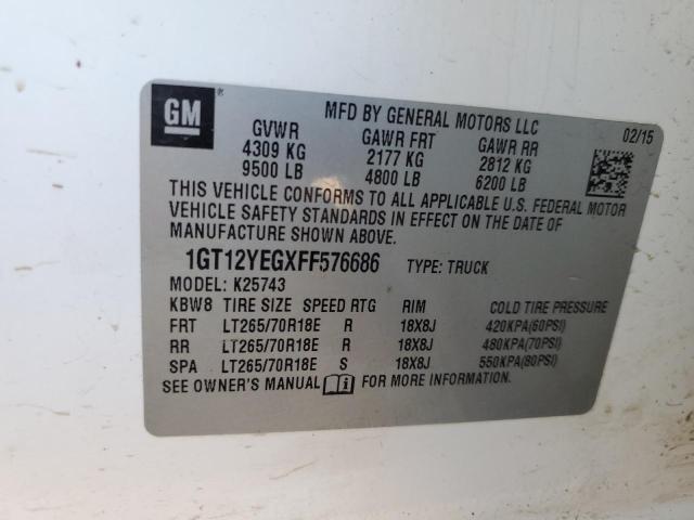 1GT12YEGXFF576686 - 2015 GMC SIERRA K2500 SLE WHITE photo 12