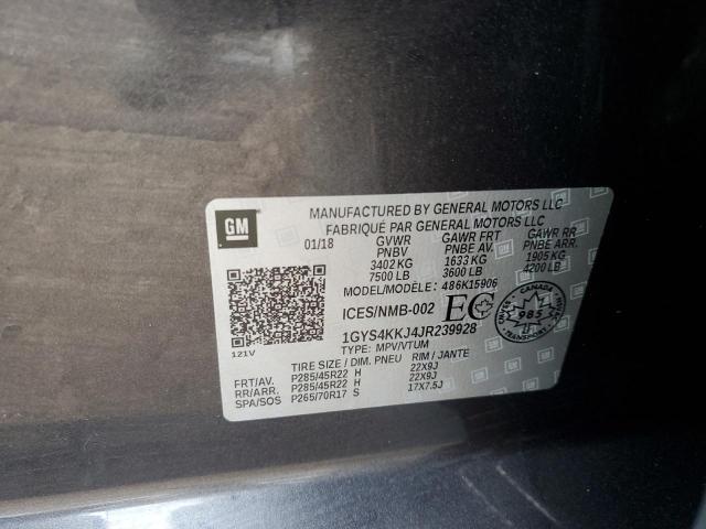1GYS4KKJ4JR239928 - 2018 CADILLAC ESCALADE ESV PLATINUM გრაფიტი ფოტო 13