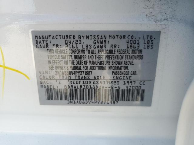 3N1AB8DV4PY271987 - 2023 NISSAN SENTRA SR WHITE photo 13