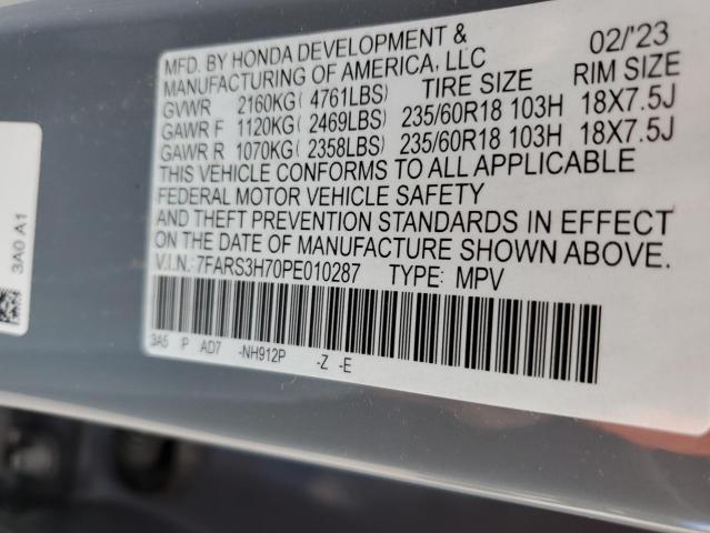 7FARS3H70PE010287 - 2023 HONDA CR-V EXL GRAY photo 13