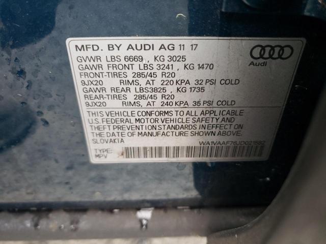 WA1VAAF76JD021582 - 2018 AUDI Q7 PRESTIGE BLUE photo 13