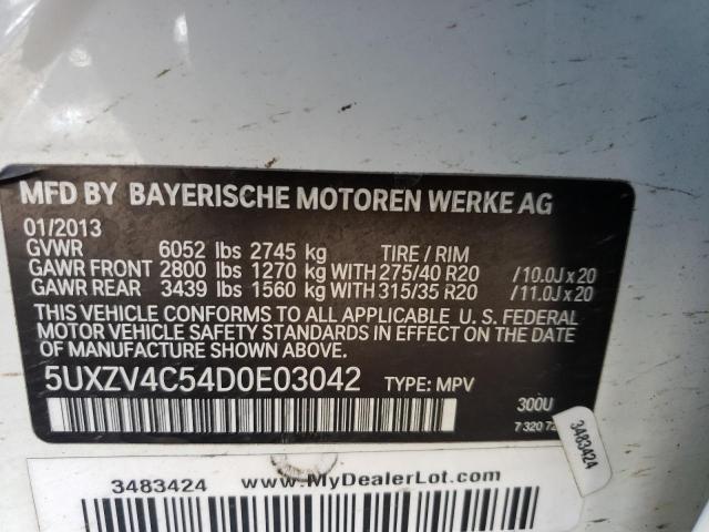 5UXZV4C54D0E03042 - 2013 BMW X5 XDRIVE35I WHITE photo 13