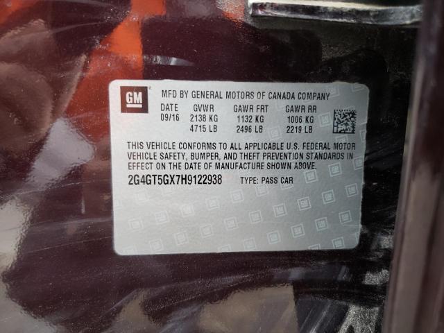 2G4GT5GX7H9122938 - 2017 BUICK REGAL GS Марун фото 12