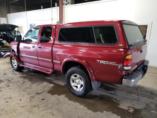 5TBBT4817YS075090 - 2000 TOYOTA TUNDRA ACCESS CAB LIMITED BURGUNDY photo 2