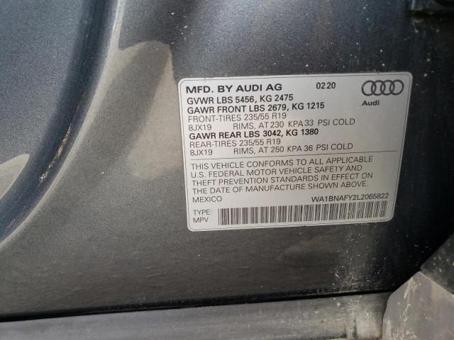 WA1BNAFY2L2065822 - 2020 AUDI Q5 PREMIUM PLUS GRAY photo 13