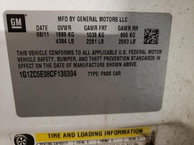 1G1ZC5E08CF138304 - 2012 CHEVROLET MALIBU 1LT Blanc photo 12