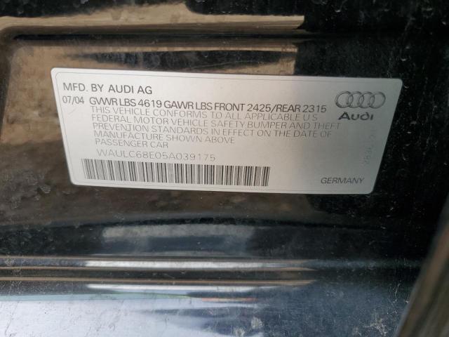 WAULC68E05A039175 - 2005 AUDI A4 1.8T QUATTRO BLACK photo 12