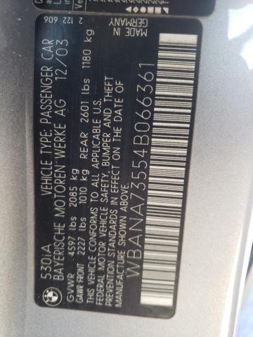 WBANA73554B066361 - 2004 BMW 530I I GRAY photo 12