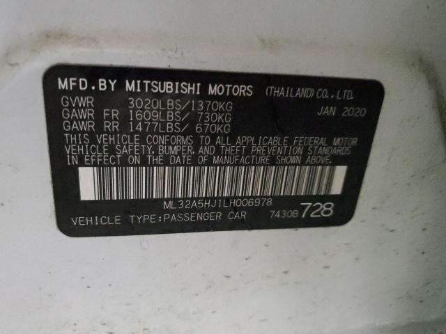 ML32A5HJ1LH006978 - 2020 MITSUBISHI MIRAGE LE WHITE photo 12