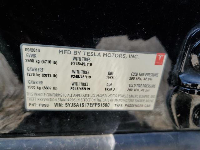 5YJSA1S17EFP51560 - 2014 TESLA MODEL S შავი ფოტო 13