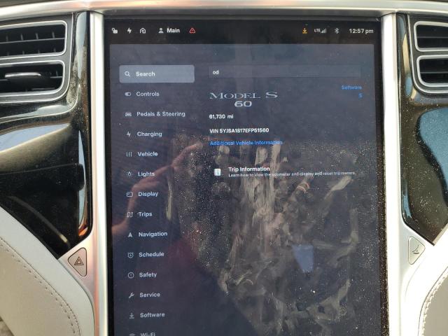 5YJSA1S17EFP51560 - 2014 TESLA MODEL S შავი ფოტო 9