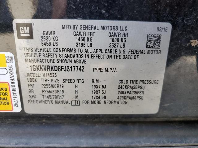 1GKKVRKD8FJ317742 - 2015 GMC ACADIA SLT-1 BLACK photo 13