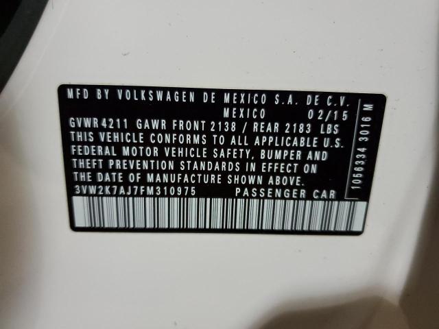 3VW2K7AJ7FM310975 - 2015 VOLKSWAGEN JETTA BASE 白色 照片 12