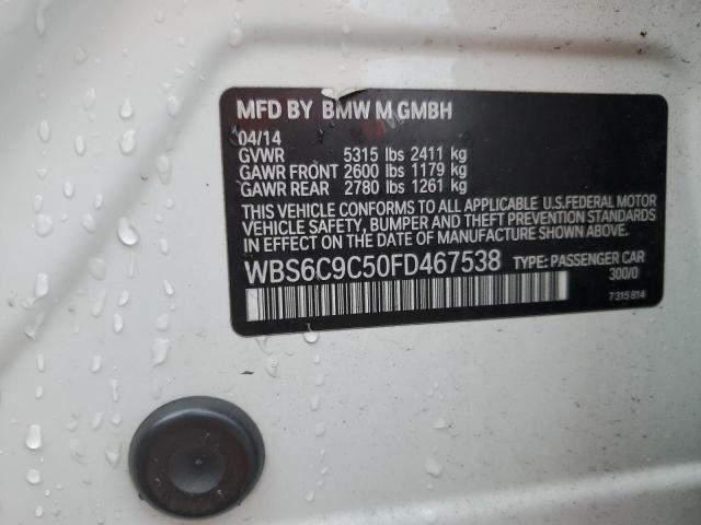 WBS6C9C50FD467538 - 2015 BMW M6 GRAN COUPE WHITE photo 12