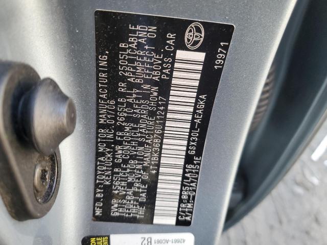 4T1BK36B76U112417 - 2006 TOYOTA AVALON XL SILVER photo 12