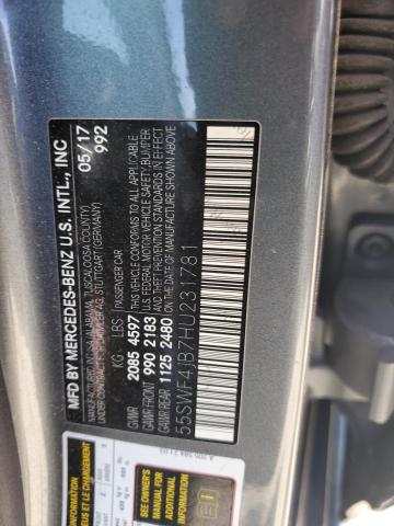 55SWF4JB7HU231781 - 2017 MERCEDES-BENZ C 300 GRAY photo 12