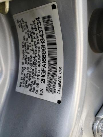 2HGFA16609H343734 - 2009 HONDA CIVIC LX-S SILVER photo 12
