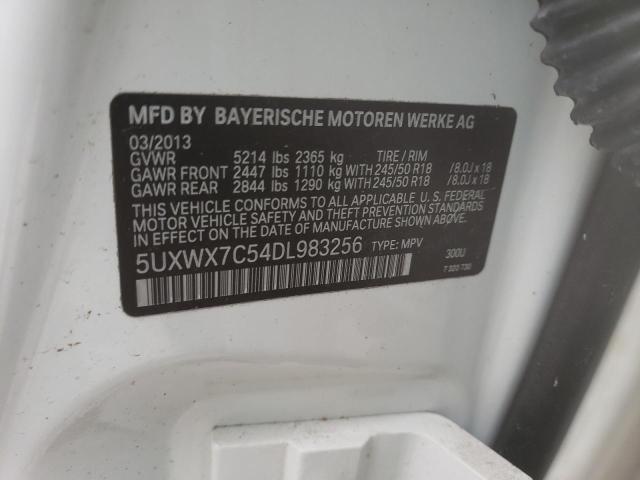 5UXWX7C54DL983256 - 2013 BMW X3 XDRIVE35I WHITE photo 13