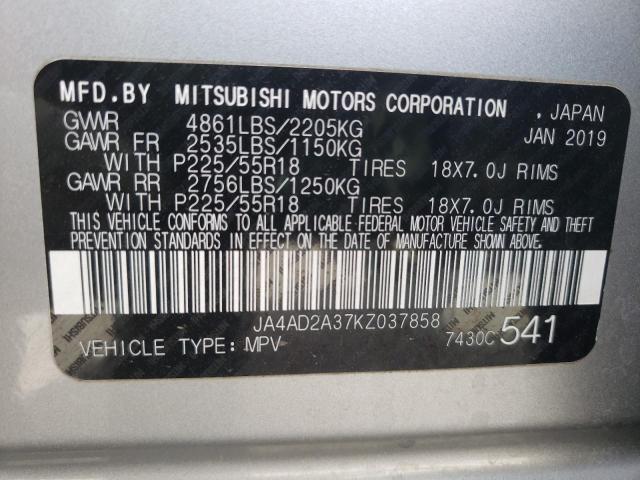 JA4AD2A37KZ037858 - 2019 MITSUBISHI OUTLANDER ES SILVER photo 13