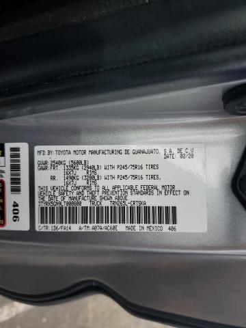 3TYRX5GN9LT000800 - 2020 TOYOTA TACOMA ACCESS CAB ვერცხლისფერი ფოტო 12