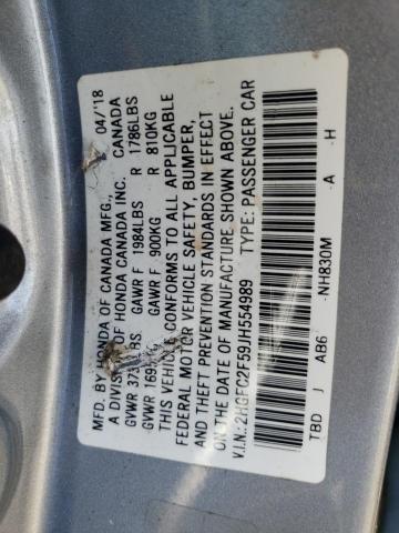 2HGFC2F59JH554989 - 2018 HONDA CIVIC LX SILVER photo 13