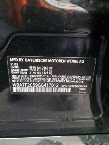 WBA7F2C59GG417812 - 2016 BMW 750 XI BLACK photo 12